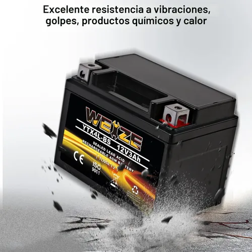 Miniatura 6 de Weize YTX4L-BS - Batería de motocicleta sellada recargable de alto rendimiento compatible con Polaris Scrambler, Sportsman 90, Honda Scooters NQ50