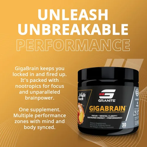 Miniatura 2 de Granite Neuro-Stim Brain - Fórmula nootrópica y energética, sabor a melocotón blanco, apoya el enfoque mental, claridad y rendimiento, vegano, sin