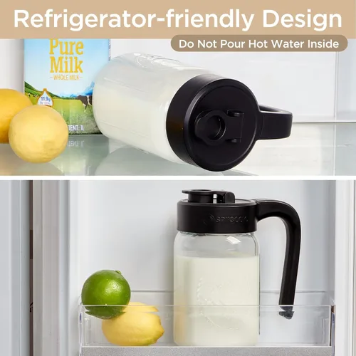 Miniatura 5 de Jarra de vidrio de 32 onzas con tapa, jarra Mason de 1 cuarto de galón con tapa hermética, almacenamiento de leche materna para refrigerador, ideal