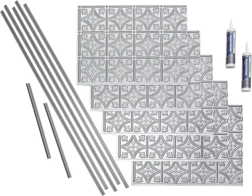 Miniatura 10 de FASÄDE Kit decorativo para salpicaduras de vinilo de estilo tradicional y patrón 1 de 15 pies cuadrados en bronce argente Bronce de plata