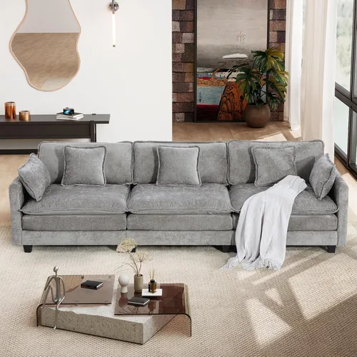 Miniatura 42 de Sofá seccional modular convertible de 76.7", sofás de dos plazas de chenilla con asiento profundo y cojines tipo loveseat para sala de estar, Beige