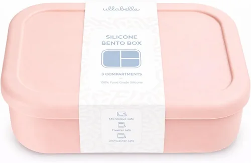 Miniatura 10 de Ullabelle Caja Bento para niños, 3 compartimentos, lonchera a prueba de fugas para bebé, contenedor de aperitivos sin BPA, lonchera dividida