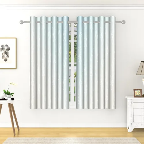 Cortinas opacas beige aguamarina para decoración de dormitorio, aislamiento térmico, degradado, arte elegante, cortinas de ventana para oscurecer la