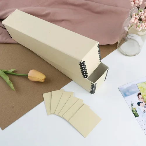Miniatura 5 de Lineco Caja de almacenamiento de archivos con 6 divisores sin ácidos, estuche de archivo de impresión marrón, ideal para sellos de fotografía