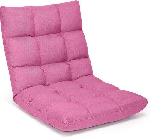 Miniatura 12 de Giantex Sofá ajustable para juegos de piso, acolchado de 14 posiciones, plegable, reclinable perezoso, esponja de alta resistencia, tela de algodón