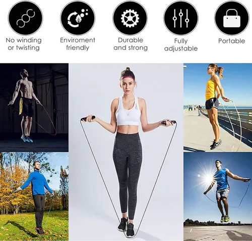 Miniatura 8 de Redify Cuerda de saltar, cuerdas de saltar para fitness, para mujeres, hombres y niños, cuerda de salto de velocidad para entrenamiento