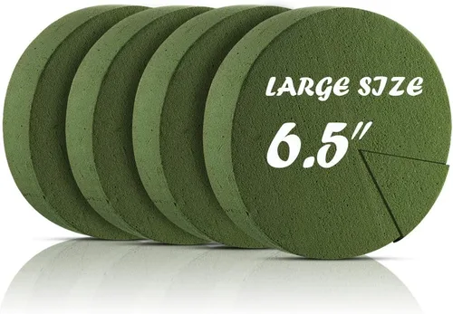 TAOPE Espuma floral, 6.5 pulgadas, ladrillos de espuma florales grandes secos y húmedos redondos para flores artificiales, bloques de espuma verde