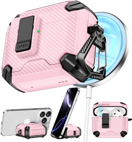 Miniatura 37 de Pohgelan - Funda compatible con AirPods Pro 2ª/1ª (azul) Cerradura magnética automática con kit de limpieza, compatible con Magsafe