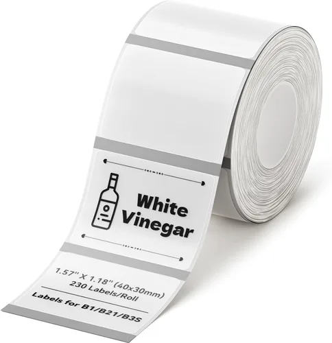 NIIMBOT Cinta de etiquetas transparentes para B1/B21/B3S, 40x30mm (1.57" X 1.18"), 230 etiquetas/rollo, etiqueta adhesiva térmica para frasco de