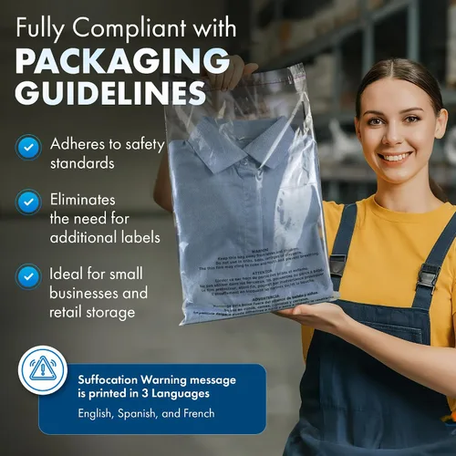 Miniatura 4 de Shop4Mailers Bolsa de polietileno transparente de 6 x 9 con advertencia de asfixia – Adhesivo autosellante, bolsa transparente de 1.5 mil para FBA
