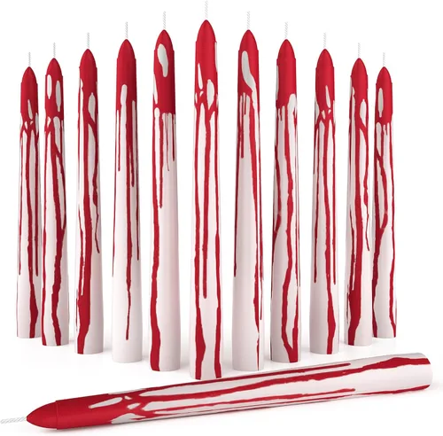 Miniatura 8 de CANDWAX Paquete de 12 velas cónicas rojas – Velas rectas sin goteo de combustión lenta sin perfume de 12 pulgadas – Ideal para mesa de comedor – Rojo