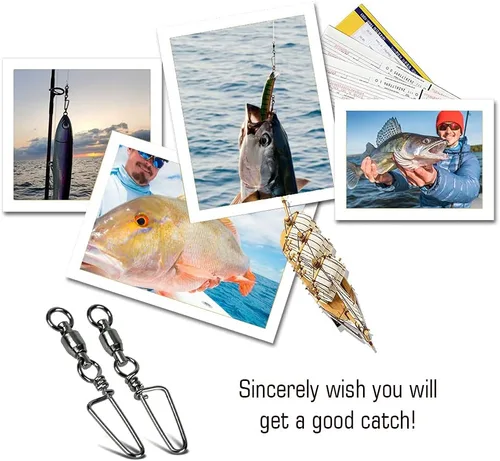 Miniatura 7 de AMYSPORTS Conector de Pesca para Agua Salada Giratorio con Broche de Alta Resistencia Giratorios para Agua Dulce con Rodamiento de Bolas Giratorios