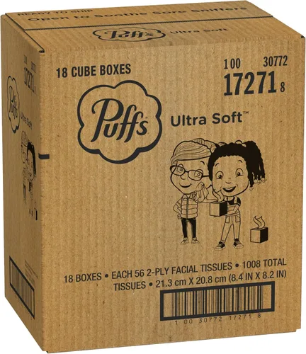 Miniatura 13 de Puffs Pañuelos faciales ultra suaves, 18 cubos, 56 pañuelos faciales por caja