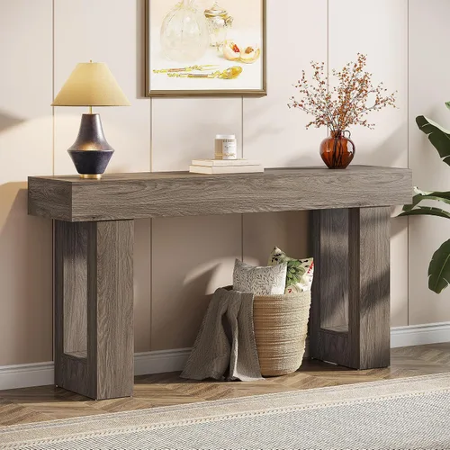 Miniatura 13 de Tribesigns - Mesa consola de 63 pulgadas de largo, mesa de sofá rectangular de madera detrás del sofá, mesa de entrada estilo granja para entrada