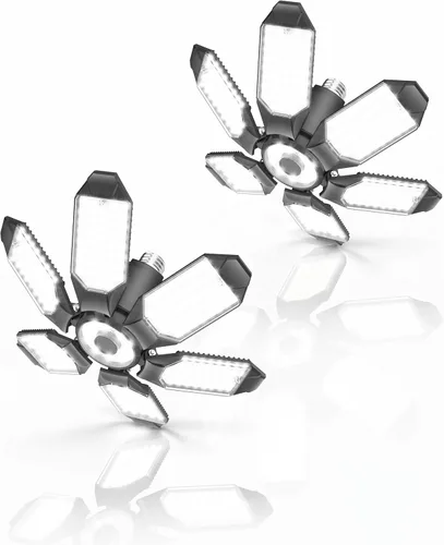 Miniatura 7 de BRAINIAC Bombilla LED para garaje de 150 W, 15000 lm, luces de techo de garaje deformables con 6 paneles ajustables, E26/E27, luces de tienda