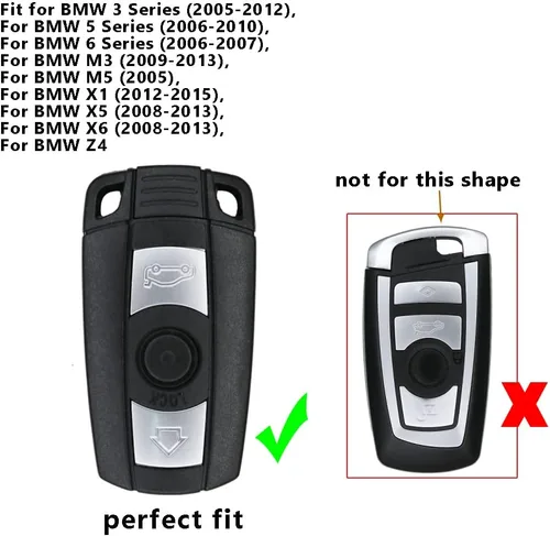Miniatura 2 de ontto Protector de llave de cuero para BMW 1 3 5 Series E90 E92 E93 X5 X6 Z4 E90 Negro, Negro