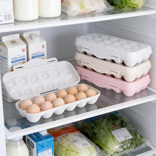 Miniatura 7 de PhantomSky Soporte para huevos al aire libre de gran capacidad, contenedor de almacenamiento de huevos frescos de plástico para refrigerador, #4-015