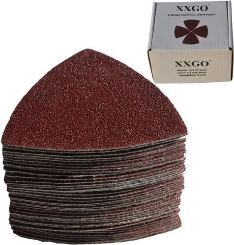 Miniatura 10 de XXGO 105 piezas de almohadillas de lijado oscilantes multiherramienta, 2 almohadillas de lijado triangulares, 3 almohadillas de lijado de dedos, 100