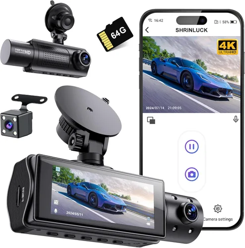 Miniatura 8 de Cámara de tablero dual 2K para automóviles, tarjeta SD 64G gratis, cámara de tablero FHD 2K+1080P frontal y trasera, pantalla IPS de 3.2'', cámara