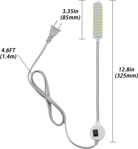 Miniatura 3 de Luz para máquina de coser (36 LED), luz de trabajo de cuello de cisne con base de montaje magnética, luz blanca suave para tornos, prensas