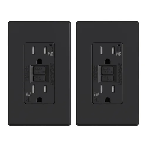 Miniatura 39 de ELEGRP Salida GFCI para Exteriores, Receptáculo GFI Eléctrico de Autoprueba de 15 Amperios con Diseño Más Delgado, Receptáculo GFCI Resistente a