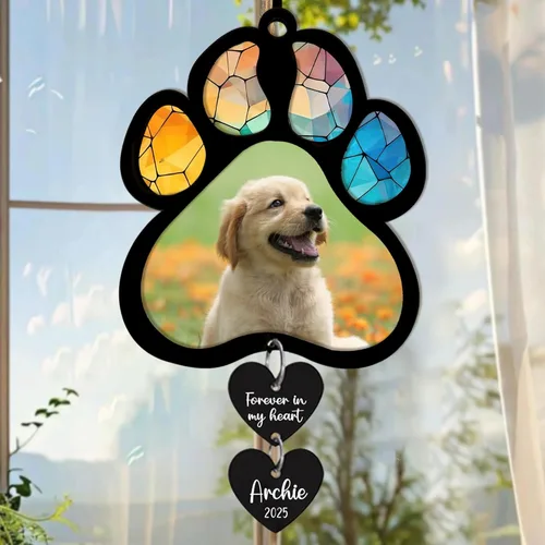 Miniatura 8 de LOVELYPOD Atrapasoles - Regalos conmemorativos de perro para amantes de los perros, una decoración de perro negro en la luna, colgantes de ventana