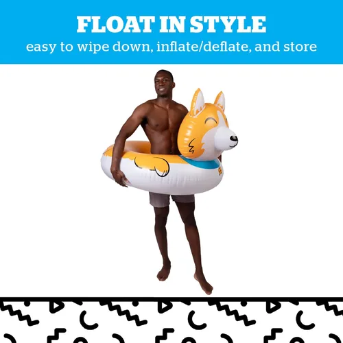 Miniatura 4 de Flotador gigante de Corgi para piscina, gran animal inflable para montar en la piscina, tumbona para fiesta en la piscina para diversión de verano
