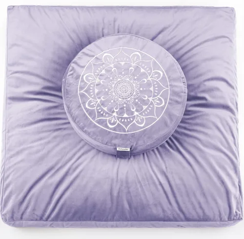 Miniatura 10 de Hihealer Cojín de meditación, funda de terciopelo tradicional tibetano para meditación, cojín grande para el suelo para adultos, cojín de trigo Azul