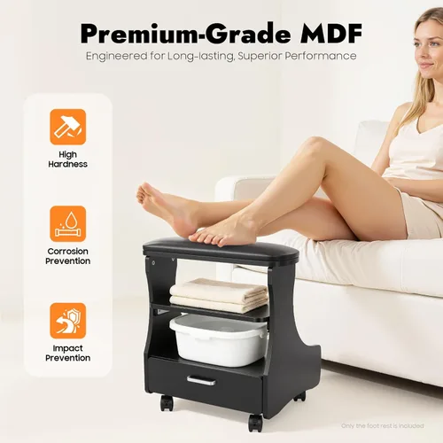 Miniatura 3 de Carrito de baño de pies de pedicura con ruedas, soporte de manicura, carrito portátil de esteticista para salón de belleza o spa de tecnología