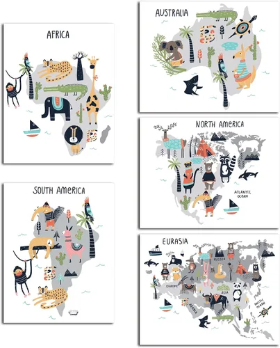 Miniatura 11 de Ritzy Rose Arte de animales de circo morado para niños, impresiones caprichosas para pared, 6 pósteres infantiles para habitación del bebé