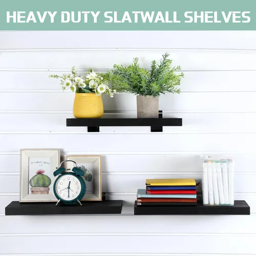 Miniatura 4 de Landical Paquete de 4 estantes de madera de pared de tablones, 16.1 pulgadas de profundidad x 6.7 pulgadas de ancho x 1.1 pulgadas de alto, estantes
