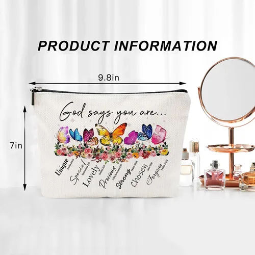 Miniatura 6 de God Says You Are...- Regalo cristiano para mujer, inspirador versículo bíblico, bolsas de cosméticos con cremallera, bolsa de viaje religiosa