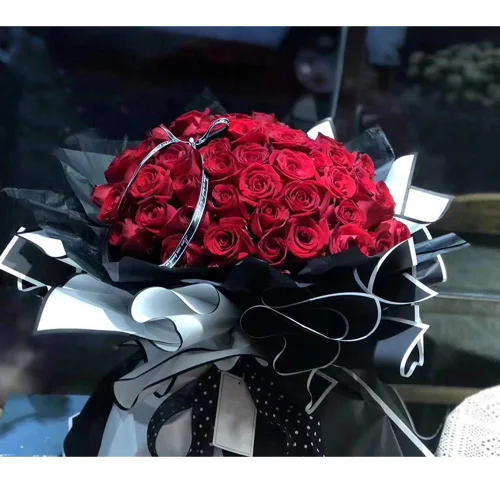 Miniatura 5 de BBJ WRAPS Papel de regalo de flores coreanas, papel de regalo negro mate, para suministros de floristería, 23.6 x 23.6 pulgadas, 20 hojas Negro