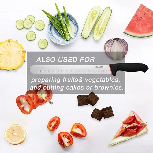 Miniatura 5 de Juego de cuchillos de trinchar de 12 pulgadas para rebanar, cuchillo afilado de alta calidad, ideal para asados cortados, carnes, frutas y verduras