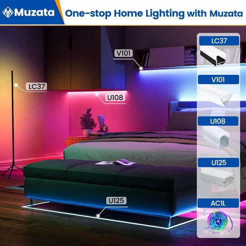 Miniatura 5 de Muzata Paquete de 6 canales LED de 3.3 pies/3.3 ft excelente sin manchas con cubierta blanca lechosa más gruesa, sin puntos calientes, tira LED más
