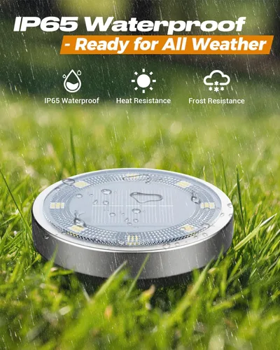 Miniatura 2 de btfarm 16 Pack Solar Lights Outdoor, 8 LED Solar Ground Lights IP65 Waterproof Flat Solar Disc Light, Pathway Lights for Garden Patio Yard Christmas
