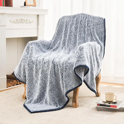 Miniatura 7 de EMME Manta de Forro Polar Sherpa Suave Reversible de Felpa Esponjosa Grande, Manta Bohemia Decorativa Cálida y Ligera para Sofá, Sillón, Dormitorio