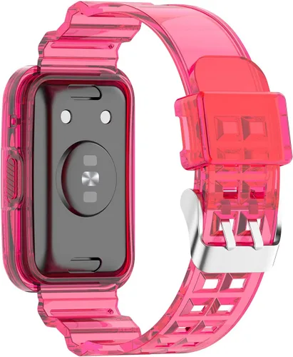 Miniatura 2 de Compatible con Huawei Watch Fit Band con funda, correa protectora de gelatina transparente para reloj Huawei, compatible con reloj inteligente Rosa