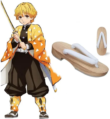 Miniatura 3 de Zuecos de madera para mujer, estilo Kamado Kochou para cosplay, pantuflas Geta japonesas