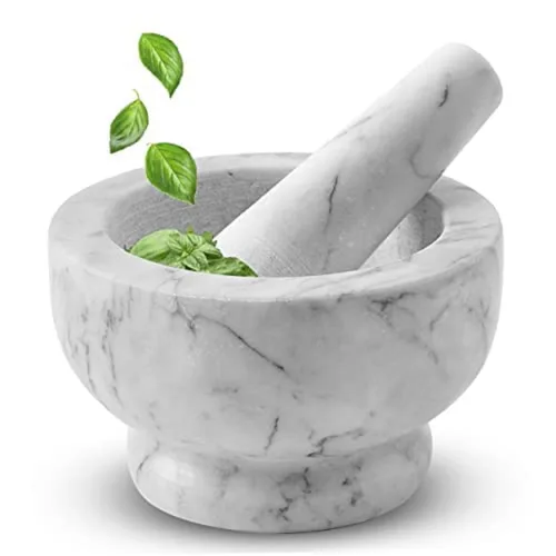 Miniatura 8 de Alpine Cuisine Juego de molcajete de mortero y mortero de granito de 8 pulgadas, granito sin pulir, tazón de molinillo de especias para salsa