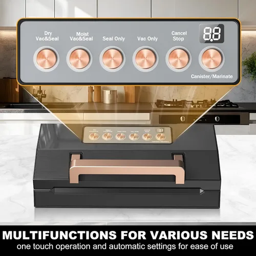 Miniatura 2 de Máquina selladora al vacío de alimentos de precisión 5.0, Máquina selladora al vacío completamente automática comercial, potente sistema de sellado