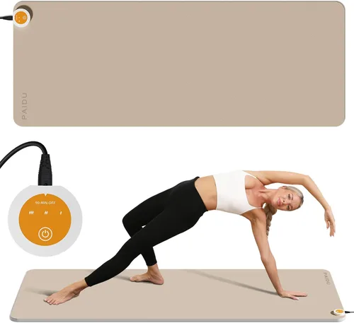 PAIDU Tapete calefactor, tapete térmico de temperatura ajustable, tapete de yoga de calefacción eléctrica antideslizante extra grande, calentador de