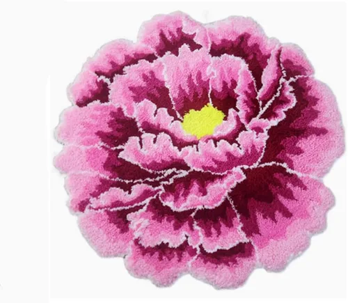 Judy Dre am Alfombra redonda de flores de peonía rosa para dormitorio, cocina, baño, alfombra moderna con forma floral, lavable, antideslizante,