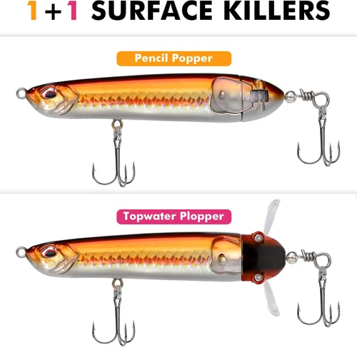 Miniatura 2 de TRUSCEND PoPobait con ganchos BKK, señuelos de pesca para lubina, lucio, lucio, perca almizclada, señuelo flotante para agua dulce o salada
