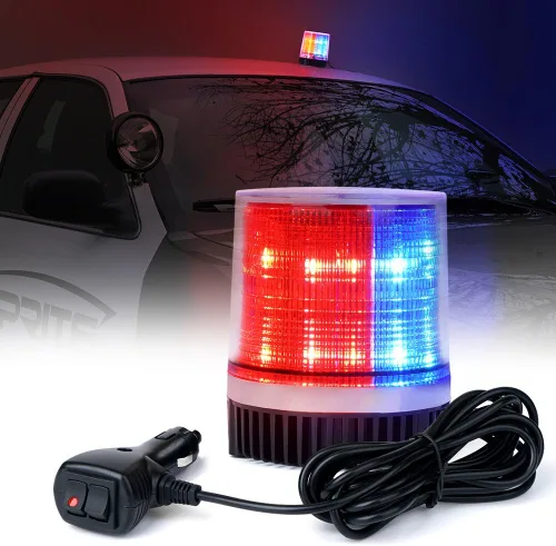 Xprite - Luz de baliza LED roja y azul con base magnética, luces intermitentes de seguridad y advertencia para vehículos de la ley, montacargas,