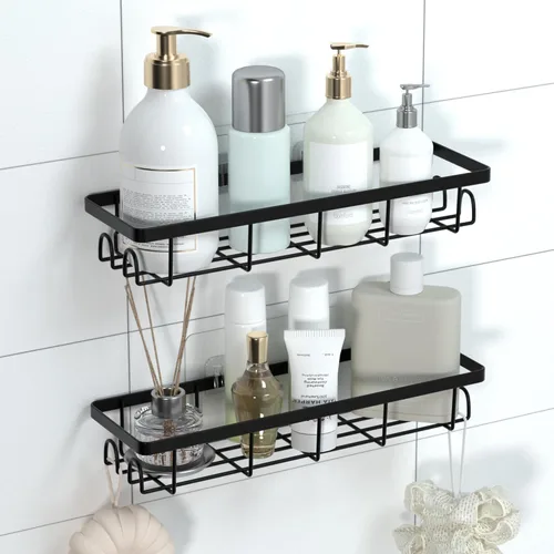 Miniatura 7 de Organizador de Cesta de Ducha con Ganchos, Estantes de Baño Autoadhesivos, Organizadores y Almacenamiento de Baño sin Taladro, Perfecto para RV
