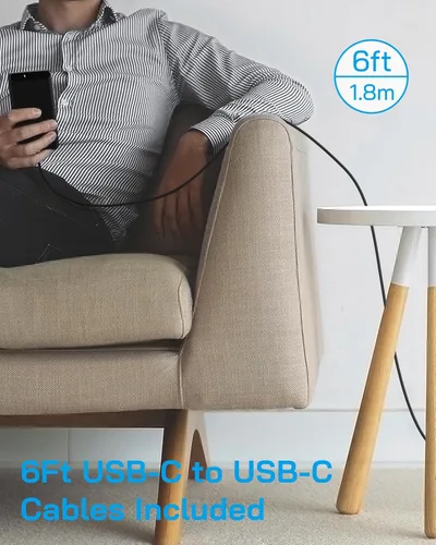 Miniatura 6 de AISNI Paquete de 2 cargadores de teléfono Android tipo C de 45 W tipo C con cable de carga rápida tipo C de 6 pies para Samsung Galaxy