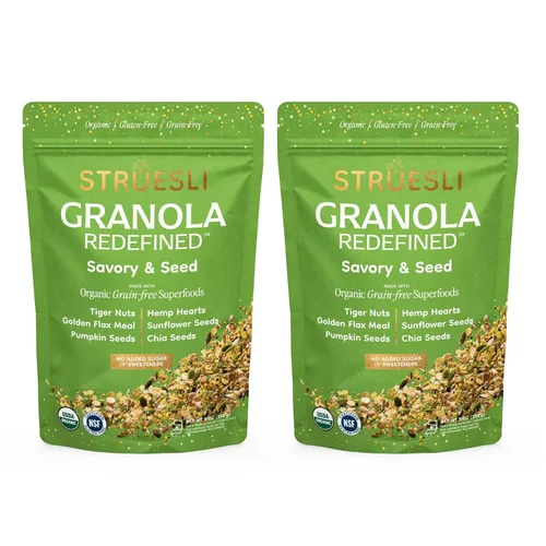 Miniatura 27 de Struesli Cacao + Café Orgánica Granola, Sin Granos y Sin Gluten, Bocadillos Saludables con Cacao, Café, Frutos de Chufa, Nueces Pecanas, Nueces