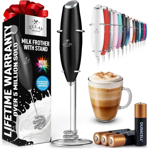 Miniatura 83 de Zulay Kitchen Espumador de leche de mano con pilas Duracell AA – Mezclador eléctrico ultrarrápido y creador de espuma, mezclador de bebidas fácil