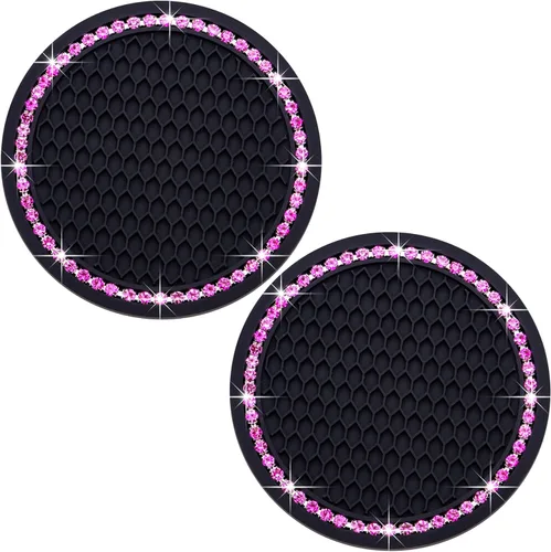 Miniatura 21 de 4 posavasos con brillantes para portavasos, 2.75 pulgadas, insertos para portavasos de auto, silicona suave antideslizante a prueba de golpes, Negro